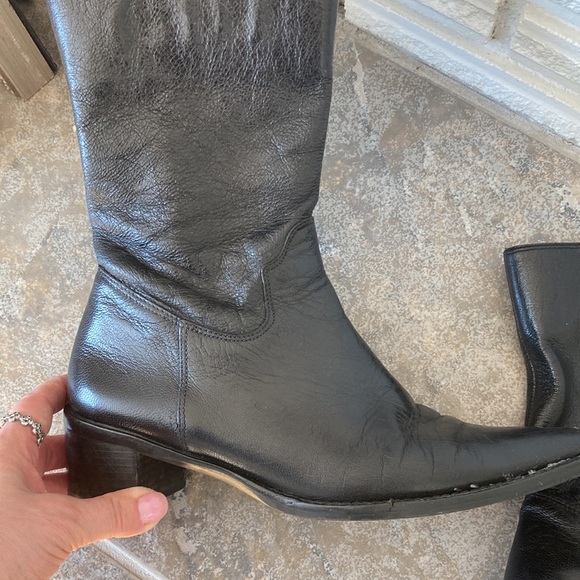 Etienne Aigner Black Leather Ankle Boots w Pointy Toes Lyle Style size 6 - Picture 6 of 13